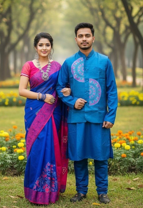 টাঙ্গাইল শাড়ি, কটি আর ধুপিয়ান সিল্ক পাঞ্জাবির